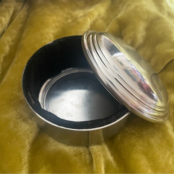 Vintage MCM Schroths Pewter Jewelry Box marked 20 chrome ring box trinket dish - Picture 3 of 9